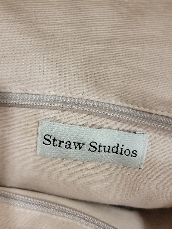 Straw Studios Navy Canvas Tote with Woven Handles and Multicolor Bead Trim - Picture 7 of 11